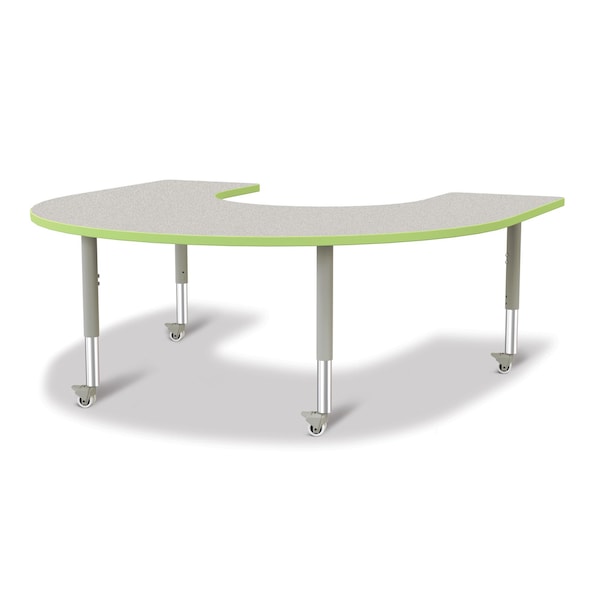 Berries Horseshoe Activity Table, 66 in. x 60 in., Mobile, Freckled Gray/Key Lime/Gray
